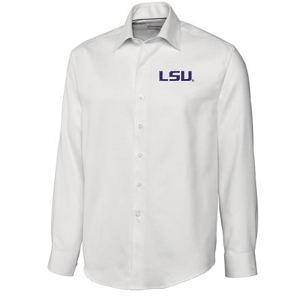 LSU Tigers Men's LS Epic Easy Care Dobby Shirt - White